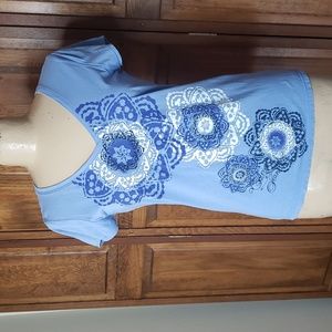 Mandala Graphic Print Short Sleeve Tee Shirt, Sz L
